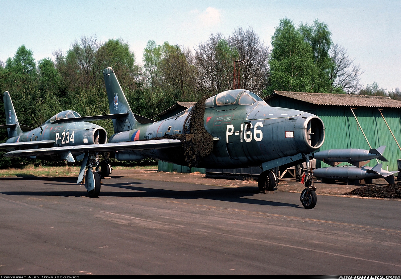 Netherlands - Air Force Republic F-84F Thunderstreak P-166 at Enschede - Twenthe (ENS / EHTW), Netherlands