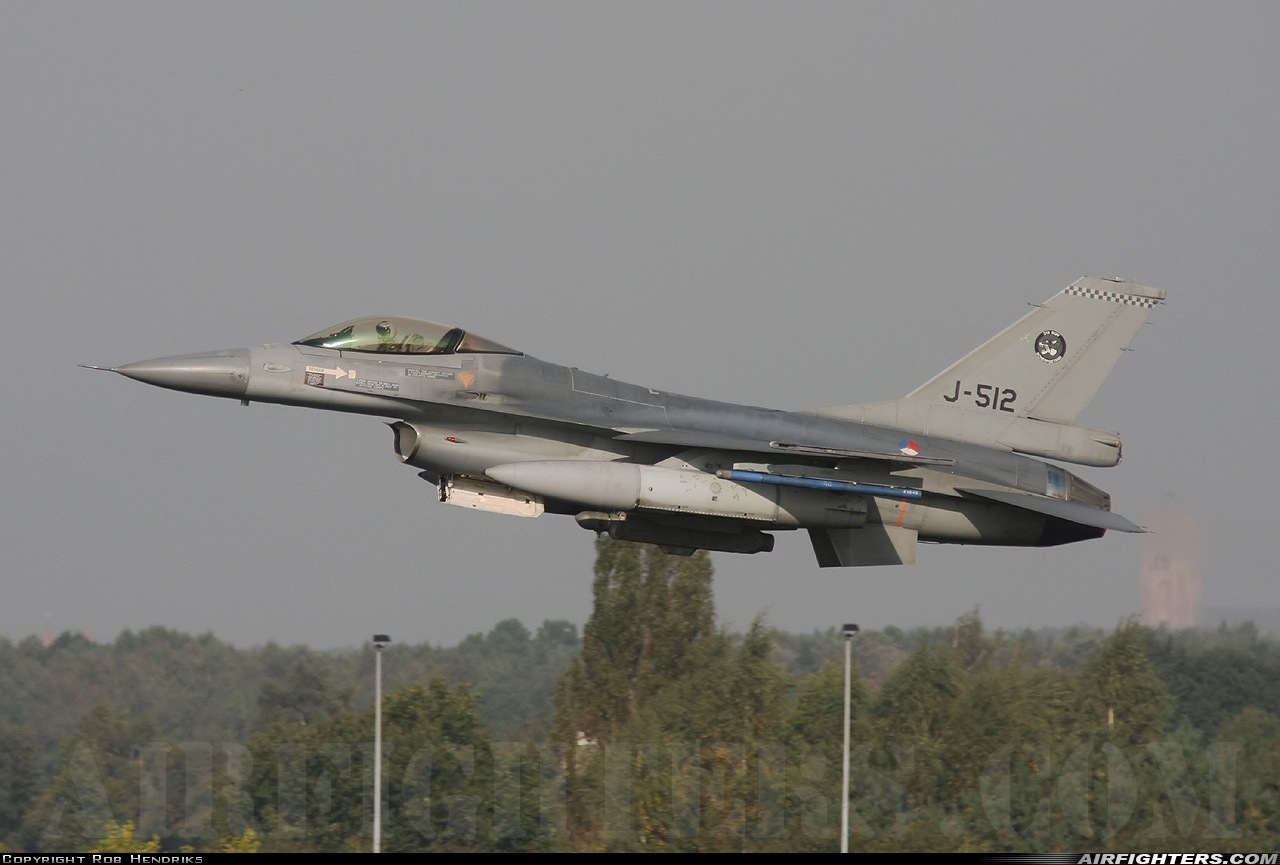 Netherlands - Air Force General Dynamics F-16AM Fighting Falcon J-512 at Eindhoven (- Welschap) (EIN / EHEH), Netherlands
