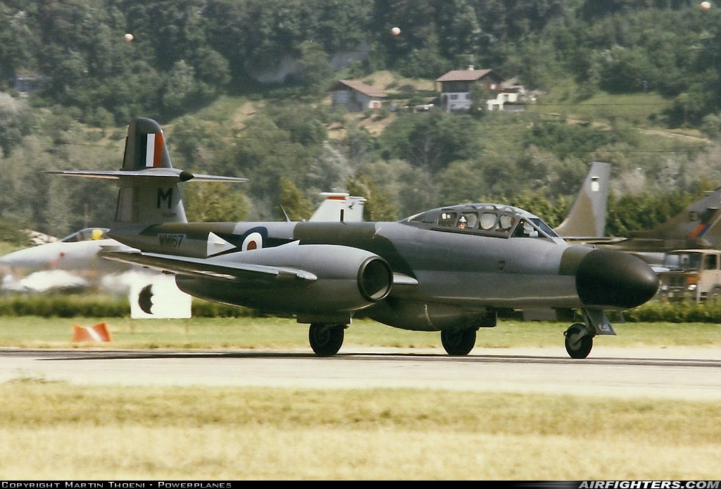 Private Gloster Meteor NF.11 G-LOSM at Sion (- Sitten) (SIR / LSGS / LSMS), Switzerland