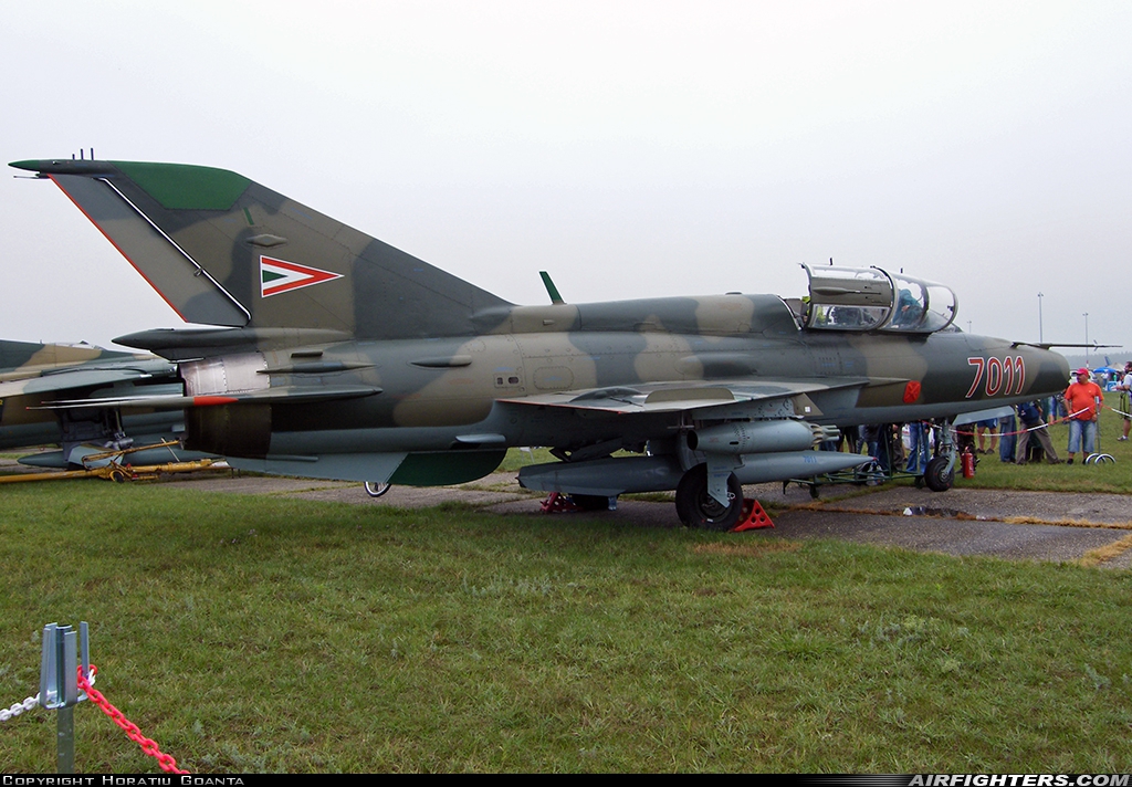 Hungary - Air Force Mikoyan-Gurevich MiG-21UM 7011 at Kecskemet (LHKE), Hungary