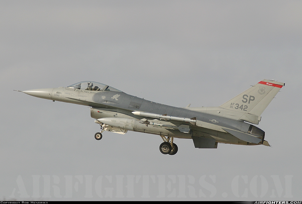 USA - Air Force General Dynamics F-16C Fighting Falcon 91-0342 at Florennes (EBFS), Belgium