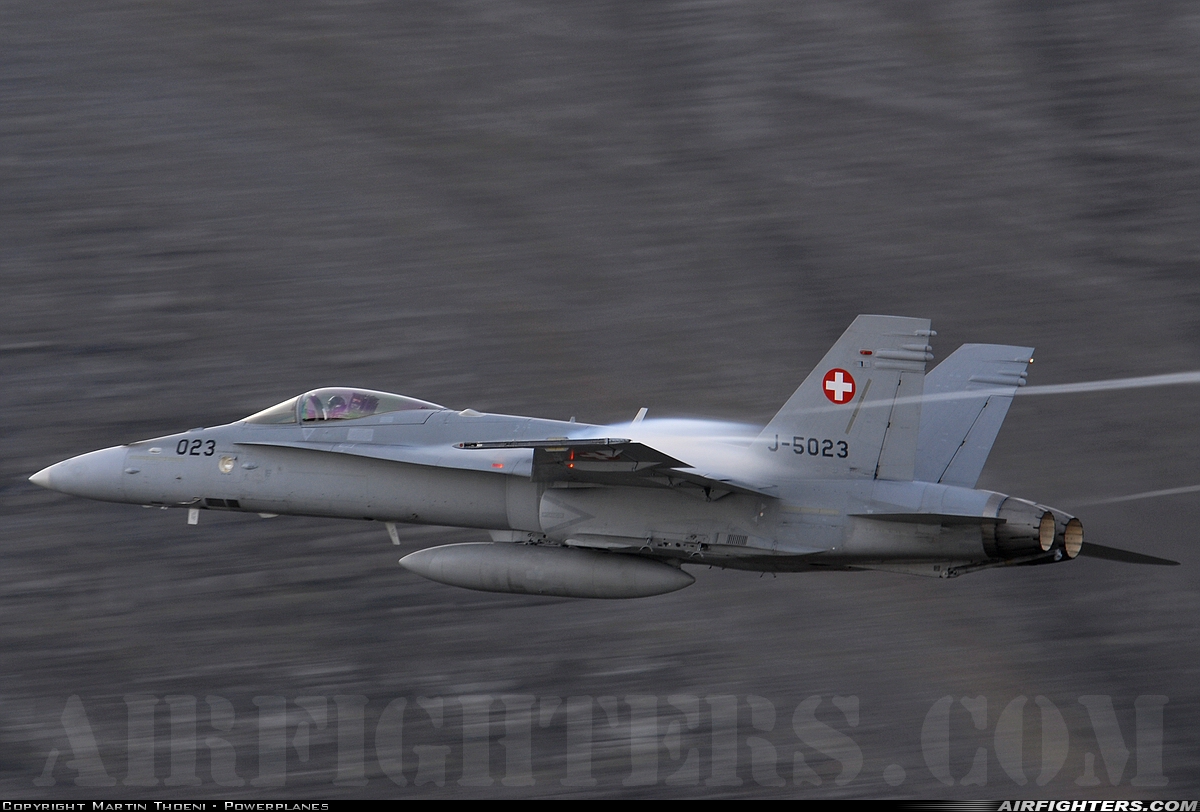 Switzerland - Air Force McDonnell Douglas F/A-18C Hornet J-5023 at Off-Airport - Axalp, Switzerland
