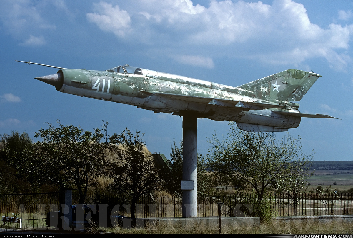 Bulgaria - Air Force Mikoyan-Gurevich MiG-21M 411 at Uzundjovo (LBHS / HKV), Bulgaria