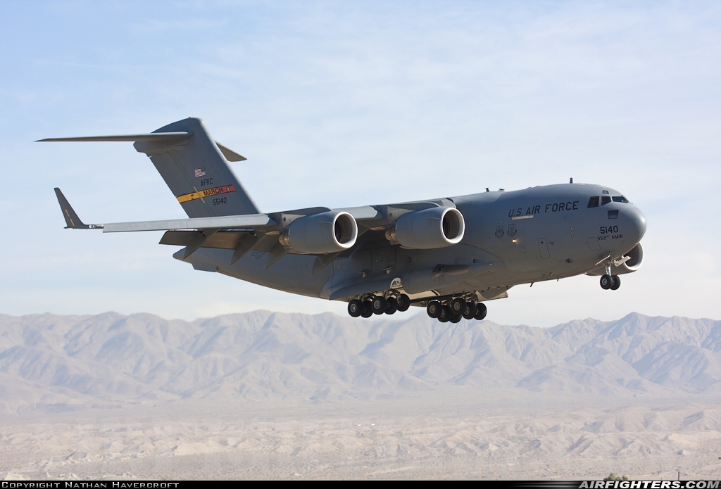 USA - Air Force Boeing C-17A Globemaster III 05-5140 at Palm Springs / Thermal - Jacqueline Cochran Regional Airport (TRM), USA