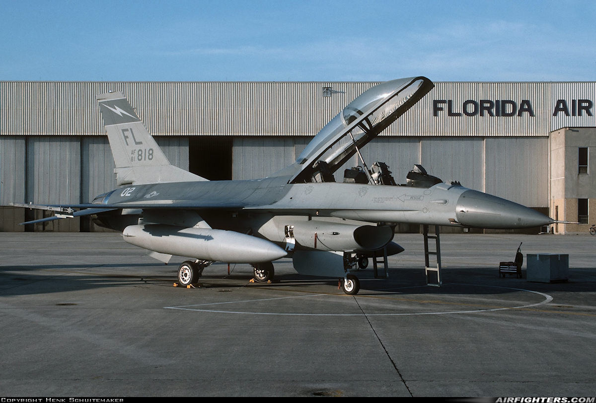 USA - Air Force General Dynamics F-16B Fighting Falcon 81-0818 at Jacksonville - Int. (JAX / KJAX), USA