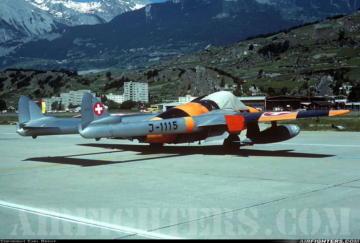 Switzerland - Air Force De Havilland DH-100 Vampire FB.6 J-1115 at Sion (- Sitten) (SIR / LSGS / LSMS), Switzerland