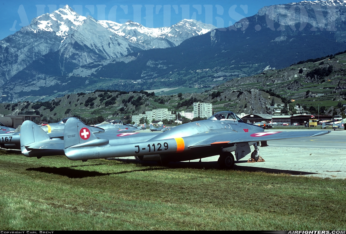 Switzerland - Air Force De Havilland DH-100 Vampire FB.6 J-1129 at Sion (- Sitten) (SIR / LSGS / LSMS), Switzerland
