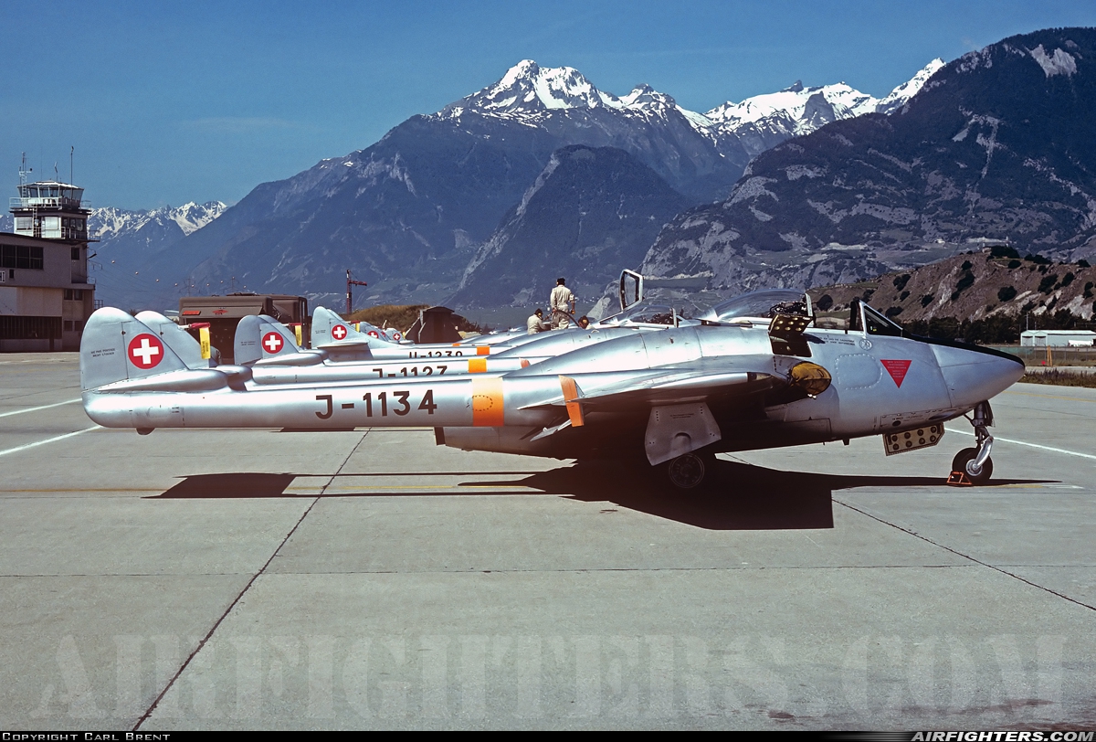 Switzerland - Air Force De Havilland DH-100 Vampire FB.6 J-1134 at Sion (- Sitten) (SIR / LSGS / LSMS), Switzerland