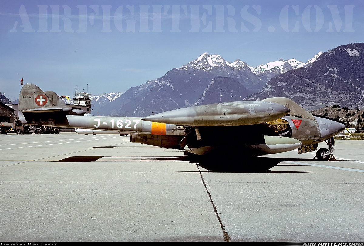 Switzerland - Air Force De Havilland DH-112 Venom FB50 J-1627 at Sion (- Sitten) (SIR / LSGS / LSMS), Switzerland