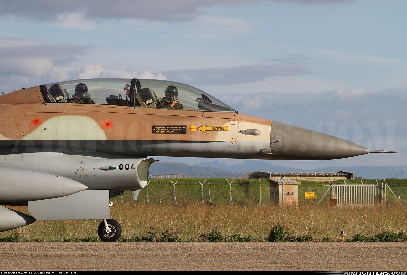 Israel - Air Force General Dynamics F-16B Fighting Falcon 004 at Decimomannu - (DCI / LIED), Italy