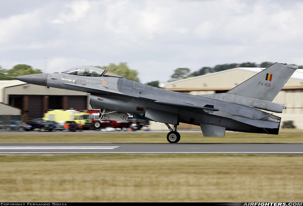 Belgium - Air Force General Dynamics F-16AM Fighting Falcon FA-103 at Fairford (FFD / EGVA), UK