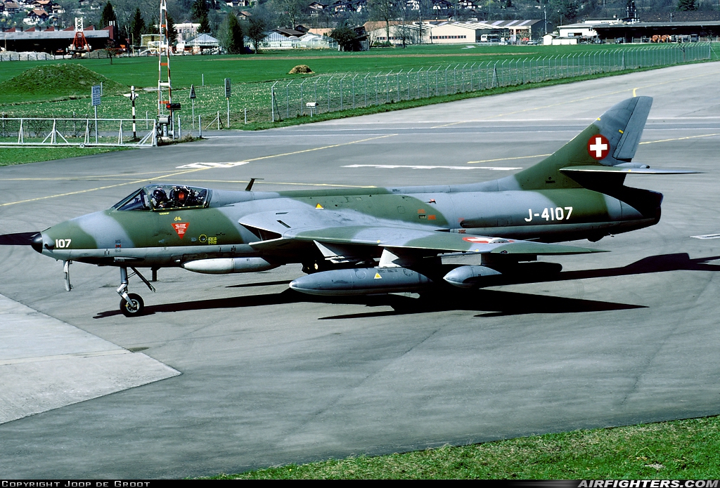 Switzerland - Air Force Hawker Hunter F58A J-4107 at Interlaken (LSMI), Switzerland