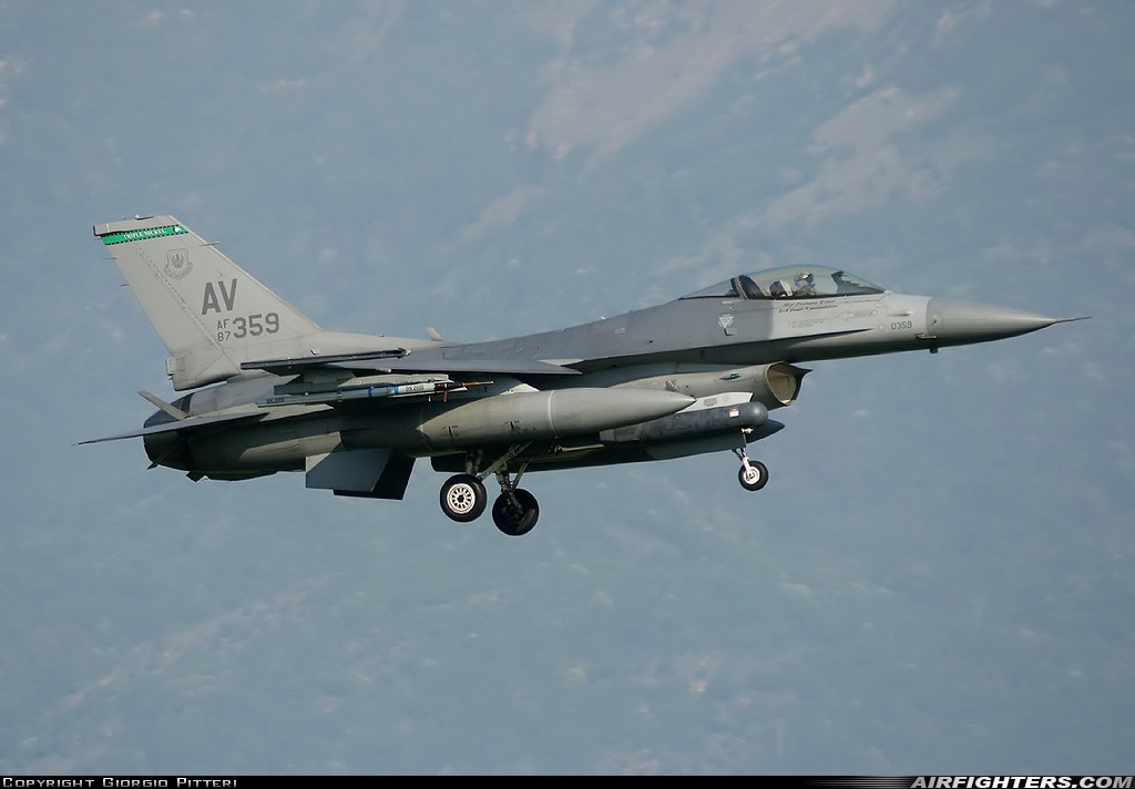 USA - Air Force General Dynamics F-16C Fighting Falcon 87-0359 at Aviano (- Pagliano e Gori) (AVB / LIPA), Italy