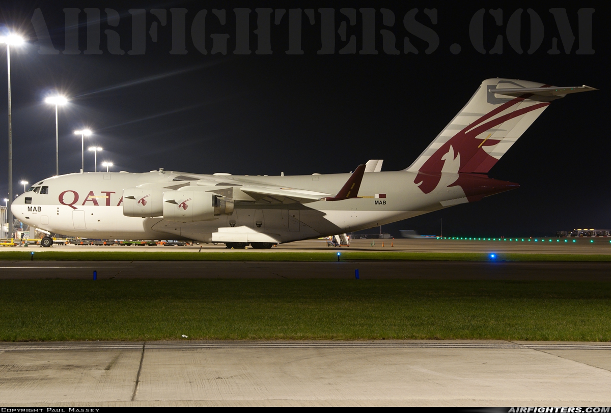 Qatar - Emiri Air Force Boeing C-17A Globemaster III A7-MAB at Manchester - Int. (Ringway) (MAN / EGCC), UK