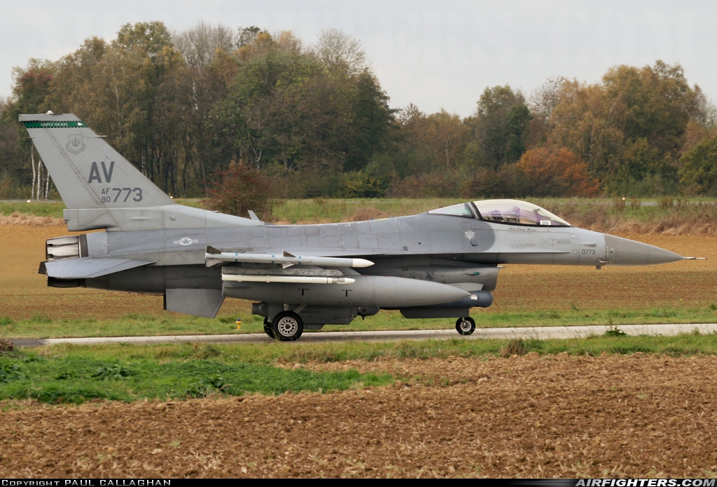 USA - Air Force General Dynamics F-16C Fighting Falcon 90-0773 at Florennes (EBFS), Belgium