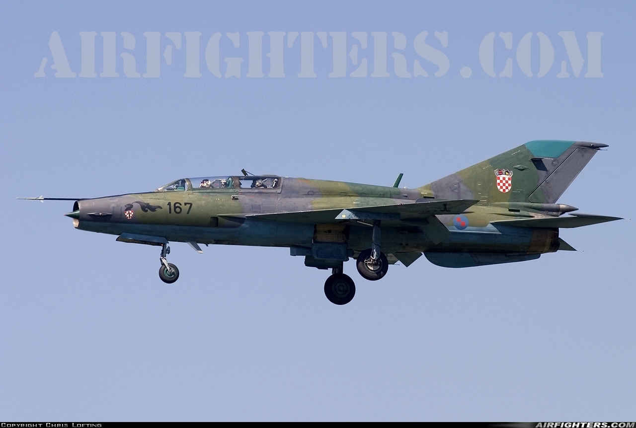 Croatia - Air Force Mikoyan-Gurevich MiG-21UMD 167 at Zagreb - Pleso (ZAG / LDZA), Croatia