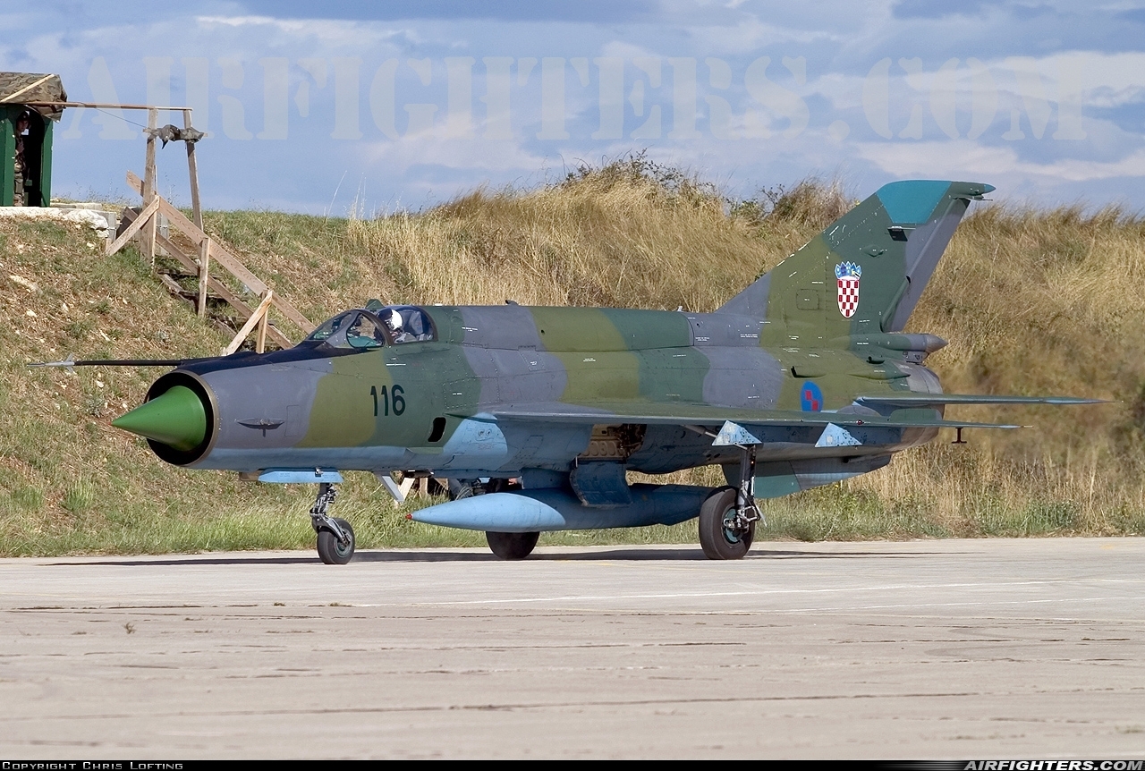 Croatia - Air Force Mikoyan-Gurevich MiG-21bisD 116 at Zadar (- Zemunik) (ZAD / LDZD), Croatia