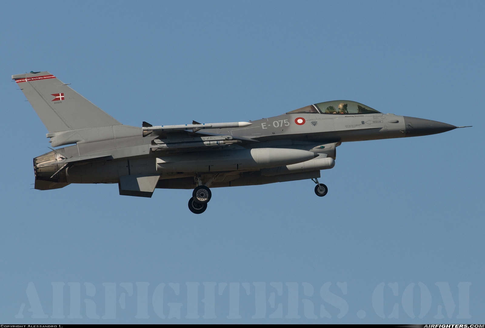 Denmark - Air Force General Dynamics F-16AM Fighting Falcon E-075 at Grosseto (- Corrado Baccarini) (GRS / LIRS), Italy
