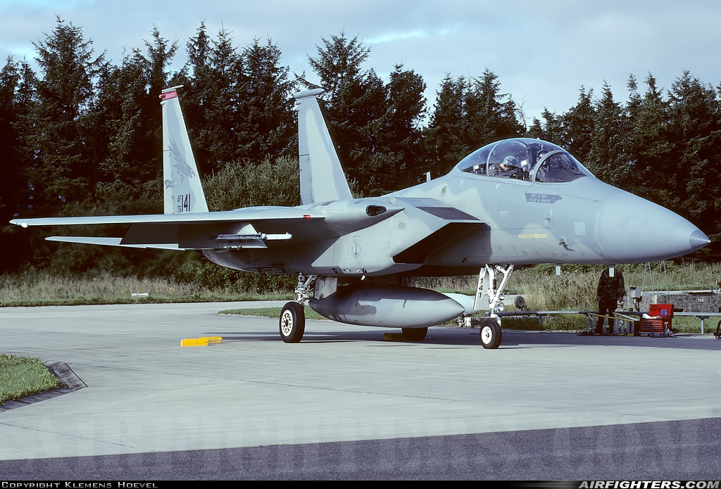 USA - Air Force McDonnell Douglas F-15B Eagle 76-0141 at Aalborg (AAL / EKYT), Denmark