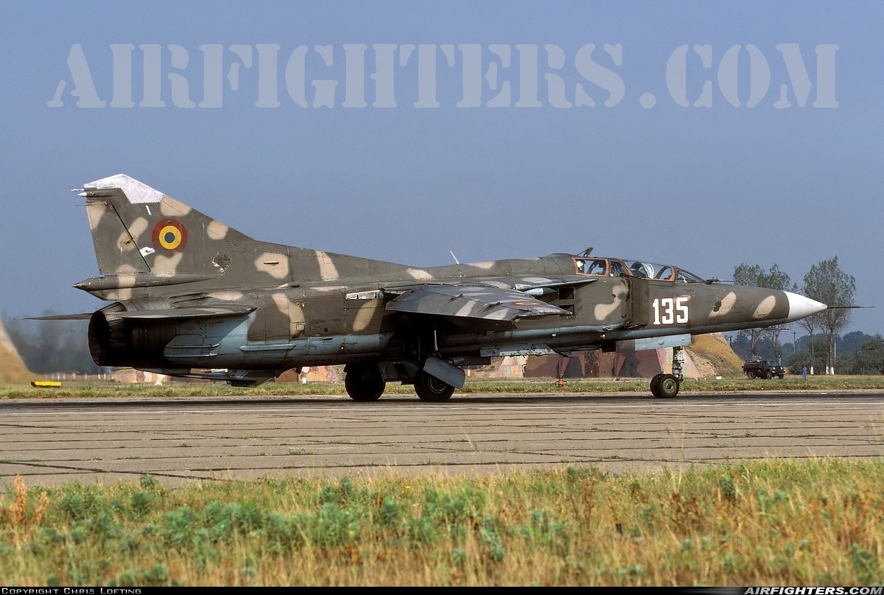 Romania - Air Force Mikoyan-Gurevich MiG-23UB 135 at Borcea - Fetesti (LR80), Romania