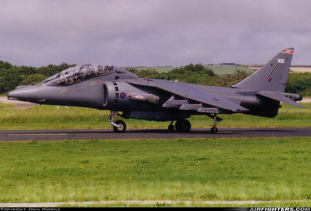 UK - Air Force British Aerospace Harrier T.10 ZH658 at Newquay - St. Mawgan (NQY / EGDG), UK