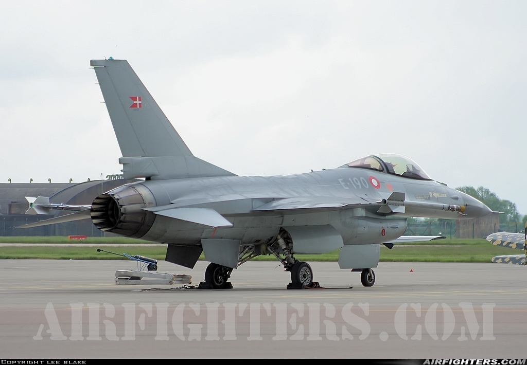 Denmark - Air Force General Dynamics F-16AM Fighting Falcon E-190 at Coningsby (EGXC), UK