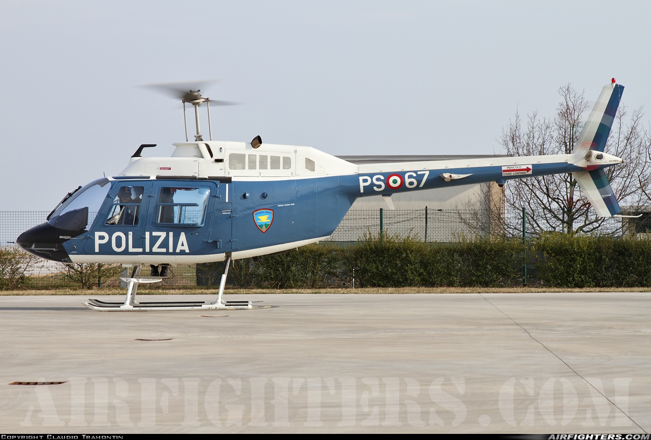 Italy - Polizia Agusta-Bell AB-206B-3 JetRanger III PS-67 at Venice - Tessera (Marco Polo) (VCE / LIPZ), Italy
