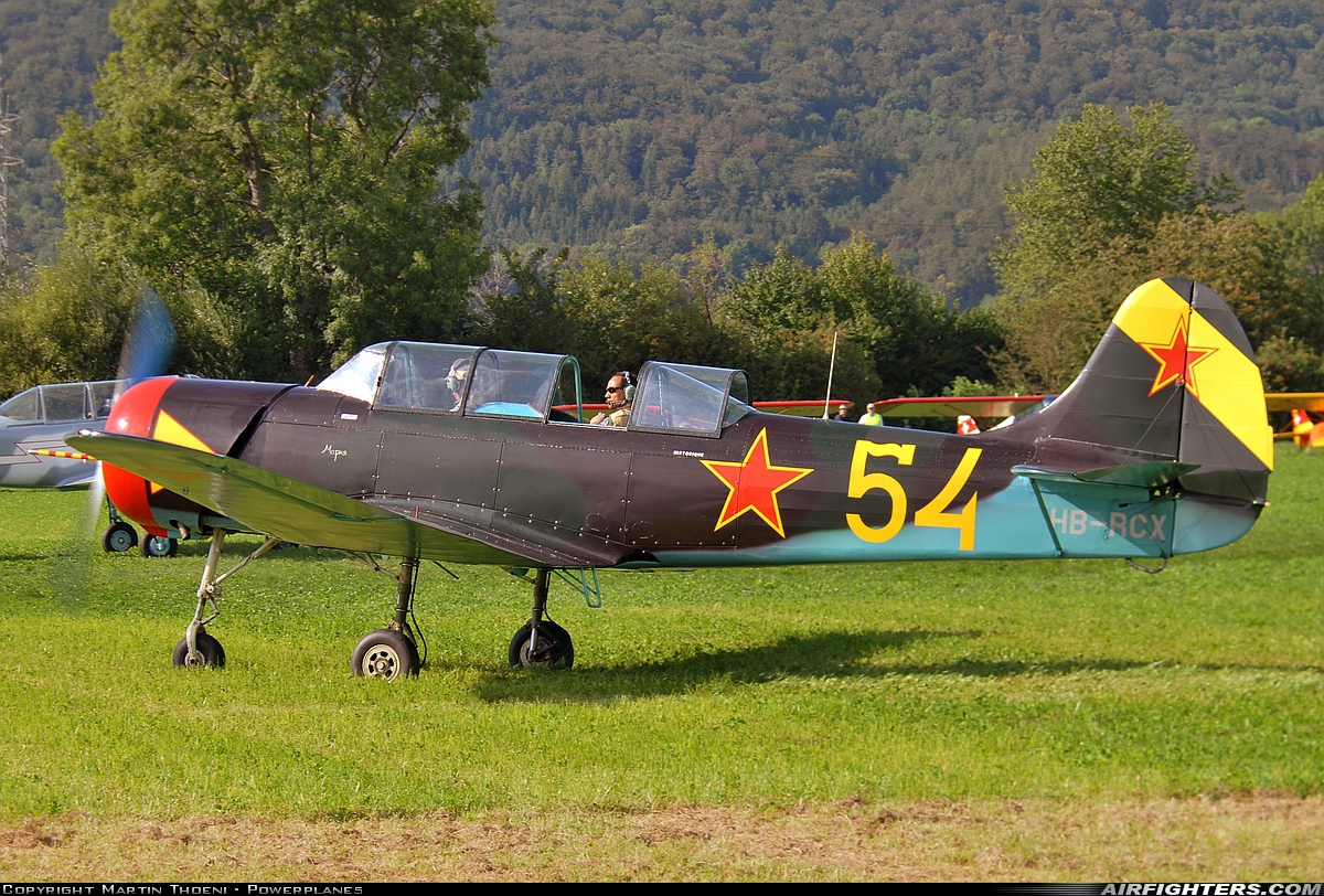 Private Yakovlev Yak-18A HB-RCX at Kestenholz, Switzerland