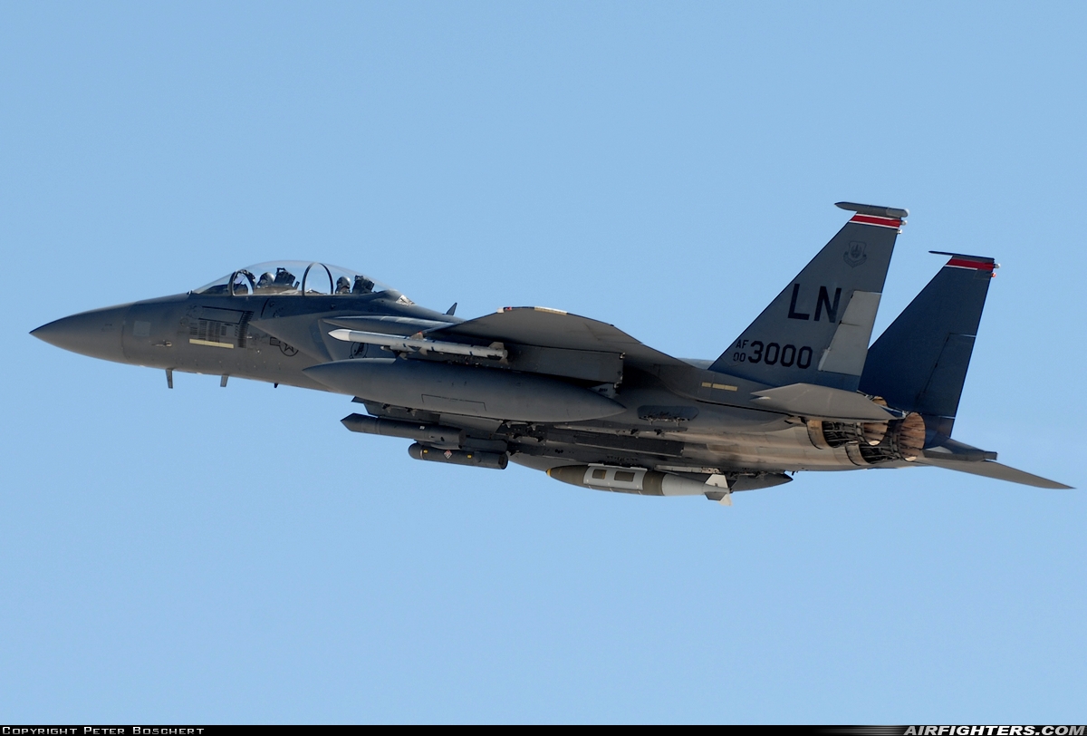 USA - Air Force McDonnell Douglas F-15E Strike Eagle 00-3000 at Las Vegas - Nellis AFB (LSV / KLSV), USA