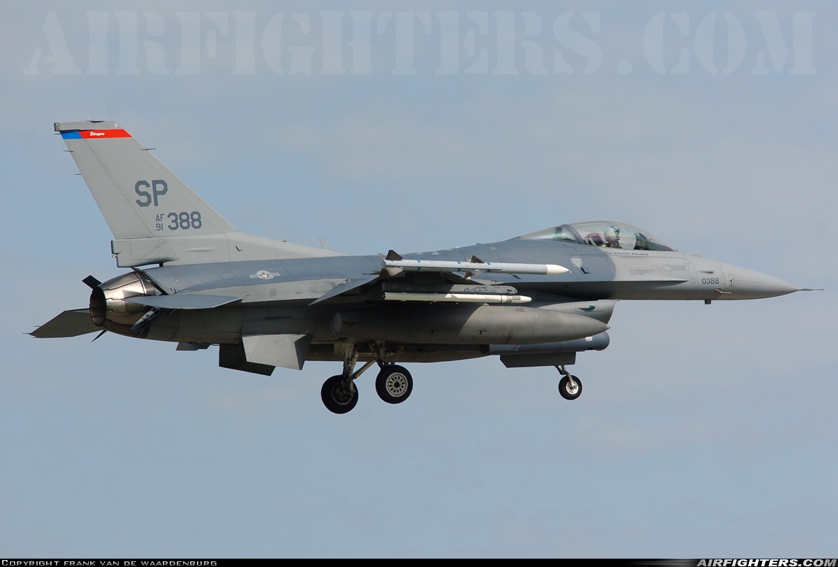 USA - Air Force General Dynamics F-16C Fighting Falcon 91-0388 at Florennes (EBFS), Belgium
