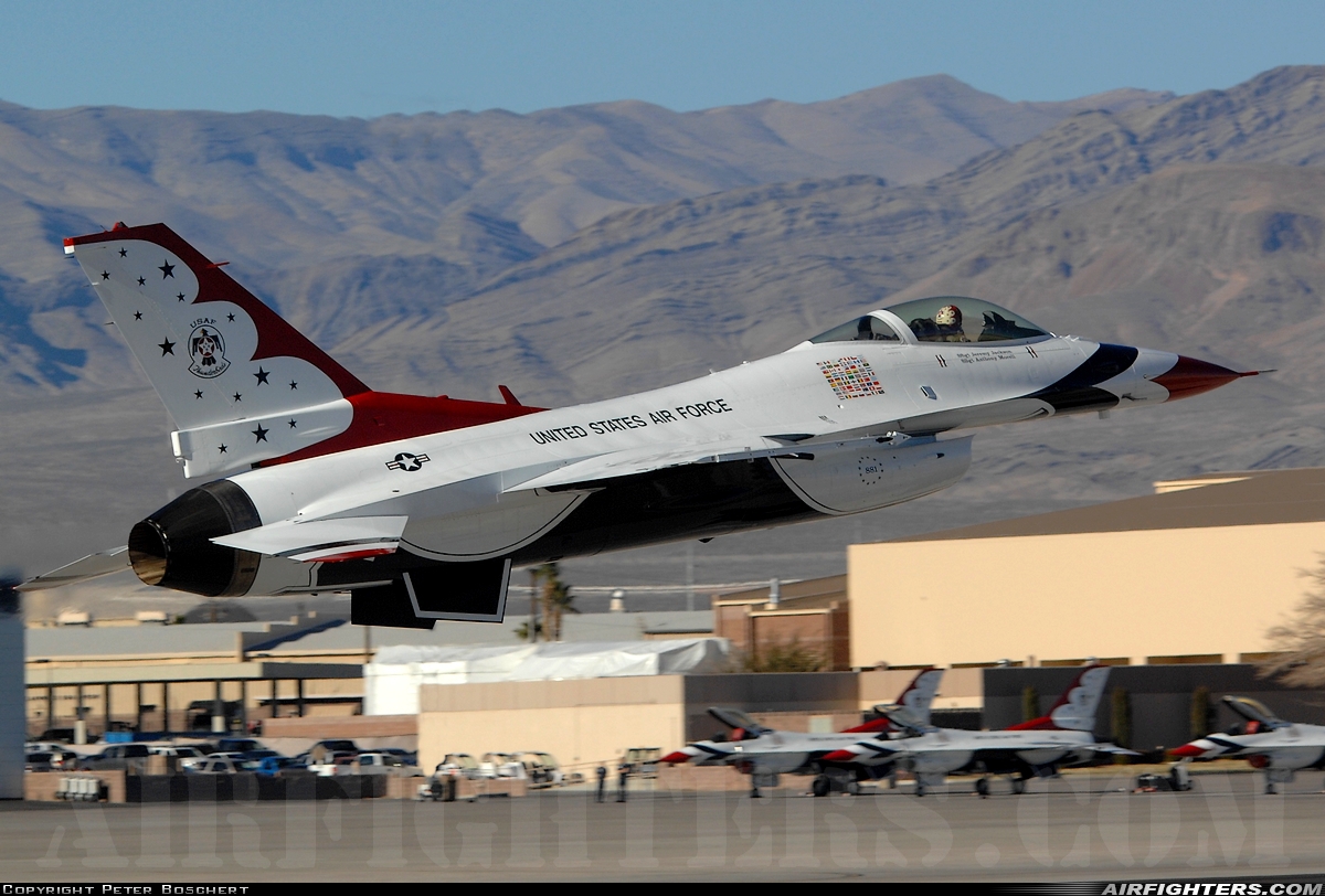USA - Air Force General Dynamics F-16C Fighting Falcon 92-3881 at Las Vegas - Nellis AFB (LSV / KLSV), USA