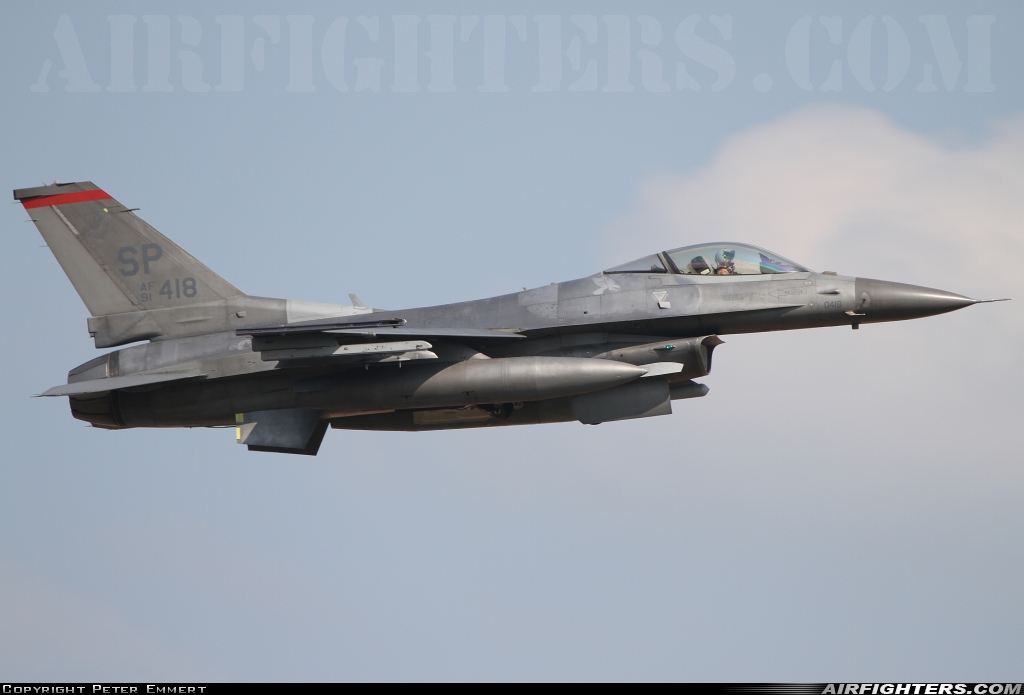 USA - Air Force General Dynamics F-16C Fighting Falcon 91-0418 at Ramstein (- Landstuhl) (RMS / ETAR), Germany