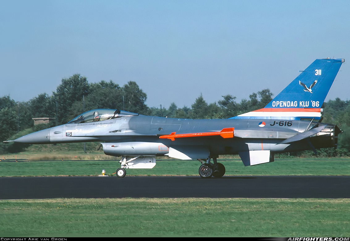 Netherlands - Air Force General Dynamics F-16A Fighting Falcon J-616 at Eindhoven (- Welschap) (EIN / EHEH), Netherlands