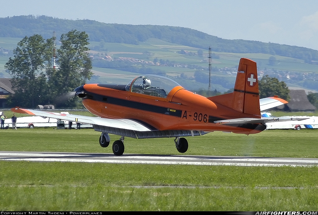 Switzerland - Air Force Pilatus PC-7 Turbo Trainer A-906 at Birrfeld (LSZF), Switzerland