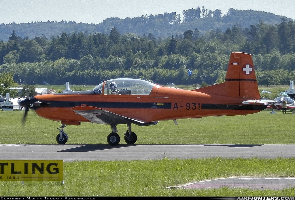 Switzerland - Air Force Pilatus PC-7 Turbo Trainer A-931 at Birrfeld (LSZF), Switzerland
