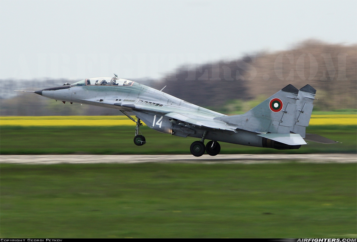 Bulgaria - Air Force Mikoyan-Gurevich MiG-29UB (9.51) 14 at Balchik (LBWB), Bulgaria