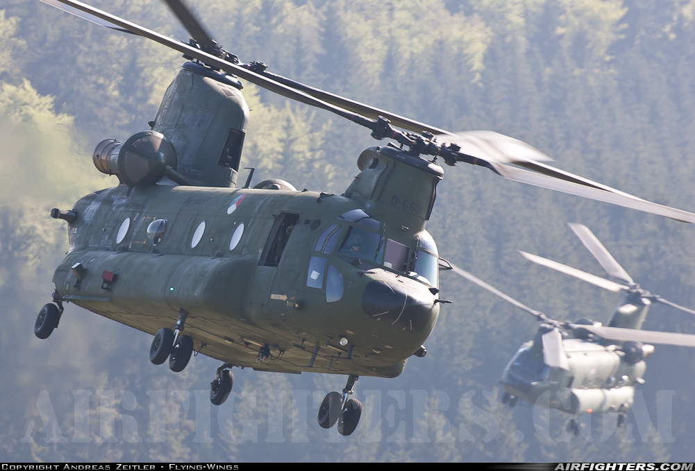 Netherlands - Air Force Boeing Vertol CH-47D Chinook D-663 at Off-Airport - Heuberg Range, Germany
