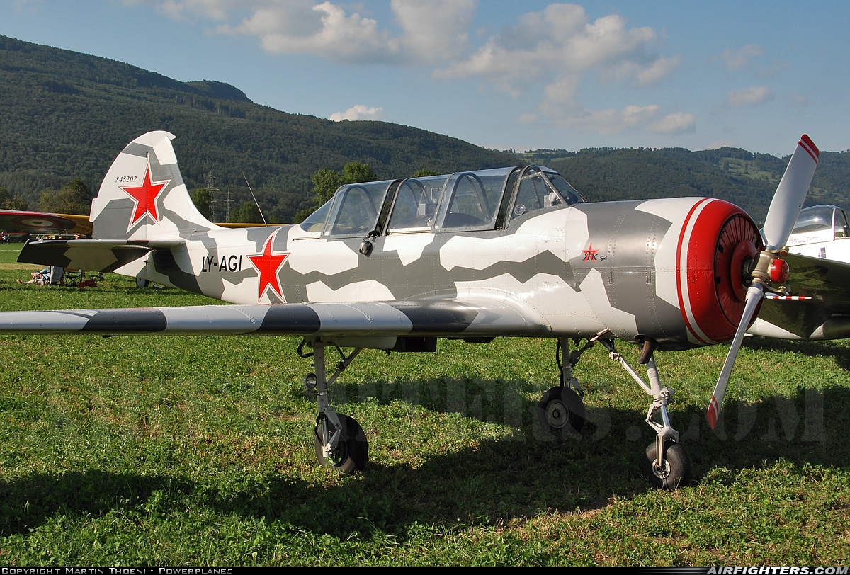 Private Yakovlev Yak-52 (Bacau) LY-AGI at Kestenholz, Switzerland
