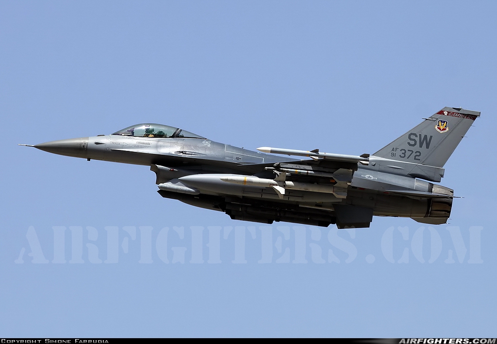 USA - Air Force General Dynamics F-16C Fighting Falcon 91-0372 at Luqa - Malta International (MLA / LMML), Malta
