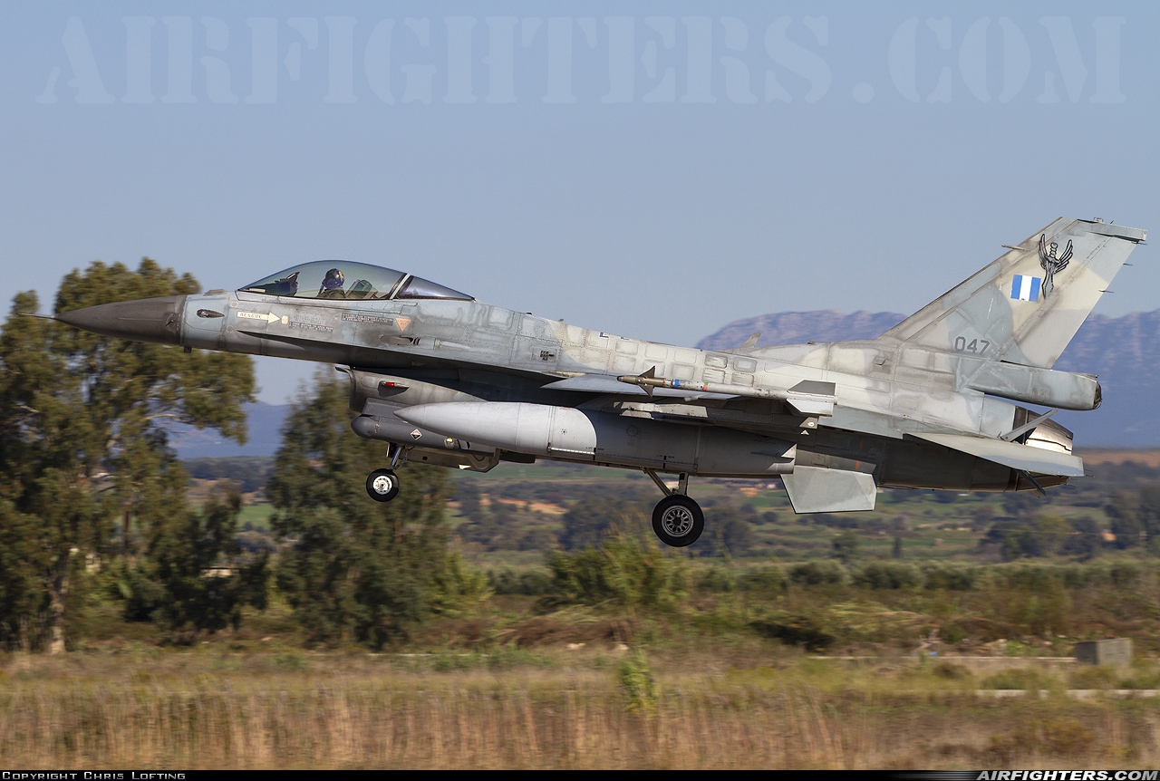 Greece - Air Force General Dynamics F-16C Fighting Falcon 047 at Andravida (Pyrgos -) (PYR / LGAD), Greece
