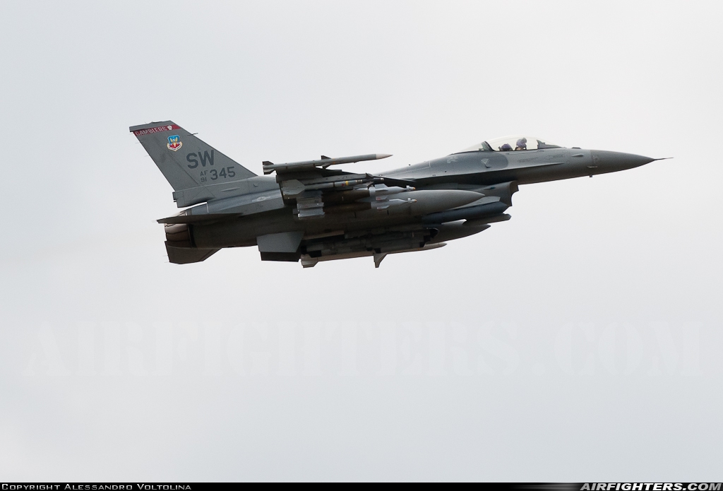 USA - Air Force General Dynamics F-16C Fighting Falcon 91-0345 at Aviano (- Pagliano e Gori) (AVB / LIPA), Italy
