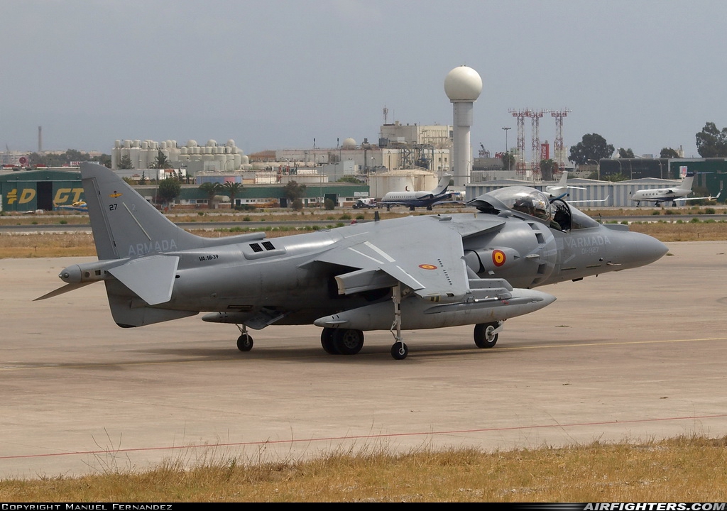 Spain - Navy McDonnell Douglas EAV-8B+ Harrier II VA.1B-39 at Malaga (AGP / LEMG), Spain
