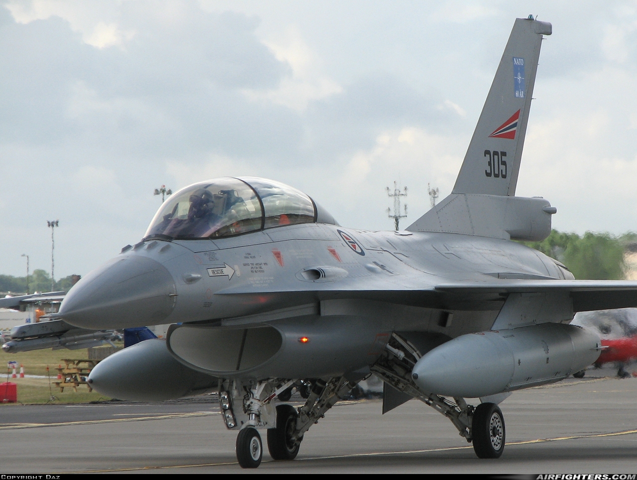 Norway - Air Force General Dynamics F-16BM Fighting Falcon 305 at Waddington (WTN / EGXW), UK