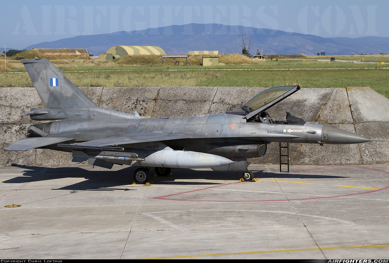 Greece - Air Force General Dynamics F-16C Fighting Falcon 524 at Larissa (LRA / LGLR), Greece