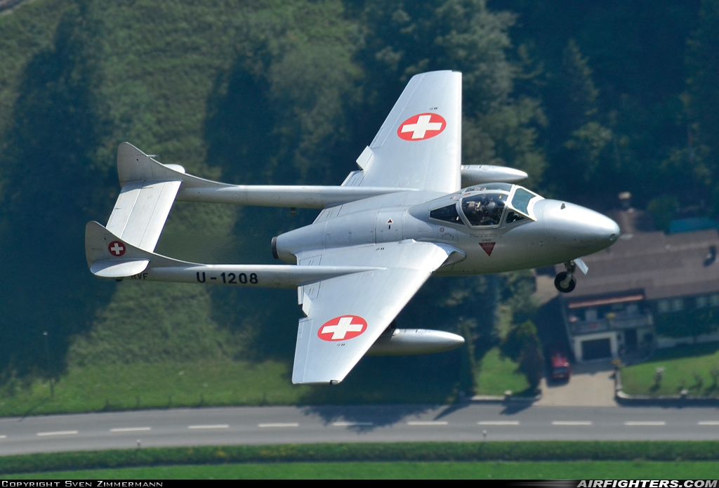 Private De Havilland DH-115 Vampire T.55 HB-RVF at Mollis (LSMF), Switzerland