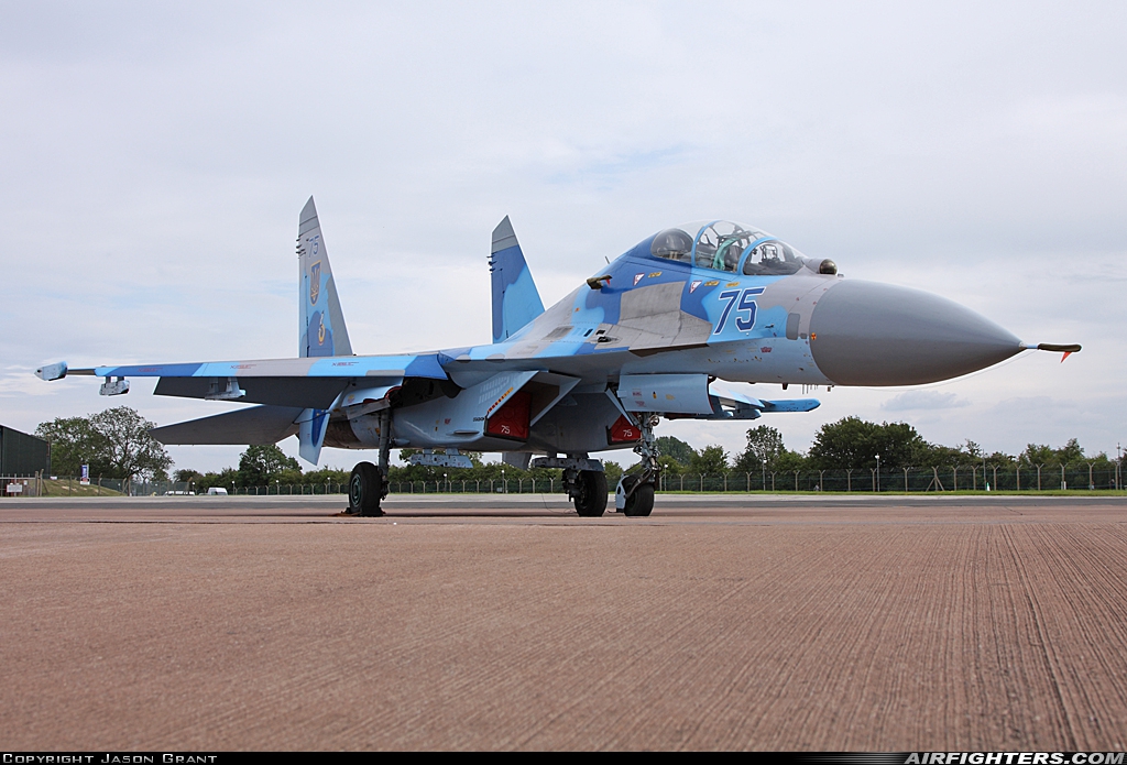 Ukraine - Air Force Sukhoi Su-27UB  at Fairford (FFD / EGVA), UK