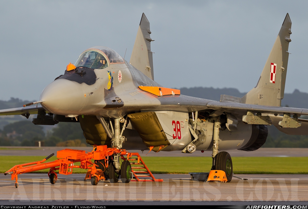 Poland - Air Force Mikoyan-Gurevich MiG-29A (9.12A) 38 at Yeovilton (YEO / EGDY), UK