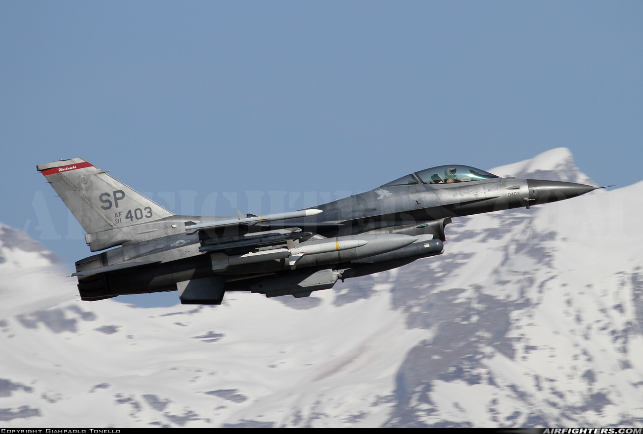 USA - Air Force General Dynamics F-16C Fighting Falcon 91-0403 at Aviano (- Pagliano e Gori) (AVB / LIPA), Italy