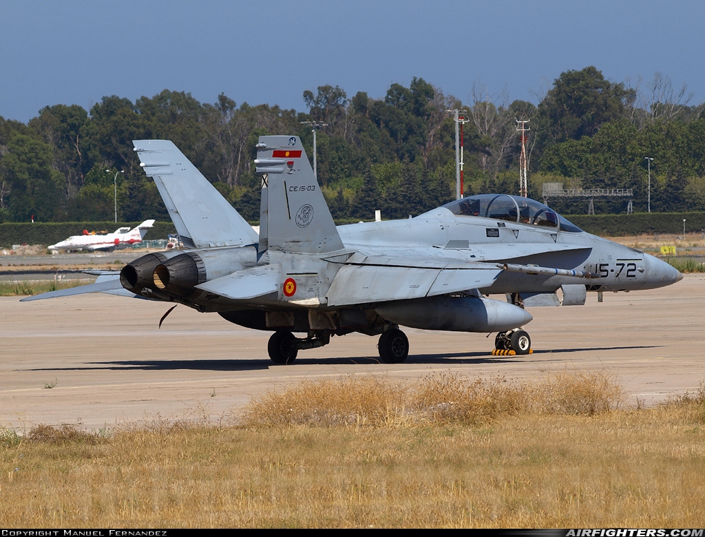 Spain - Air Force McDonnell Douglas CE-15 Hornet (EF-18B+) CE.15-03 at Malaga (AGP / LEMG), Spain