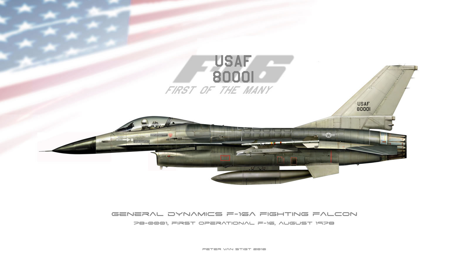 US Air Force F-16A 80-0001 Profile